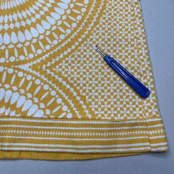 Taylor Brand Sun Dress 4 Yellow Geometric Print Cotton Textured Cutout Shoulders - Picture 5 of 16